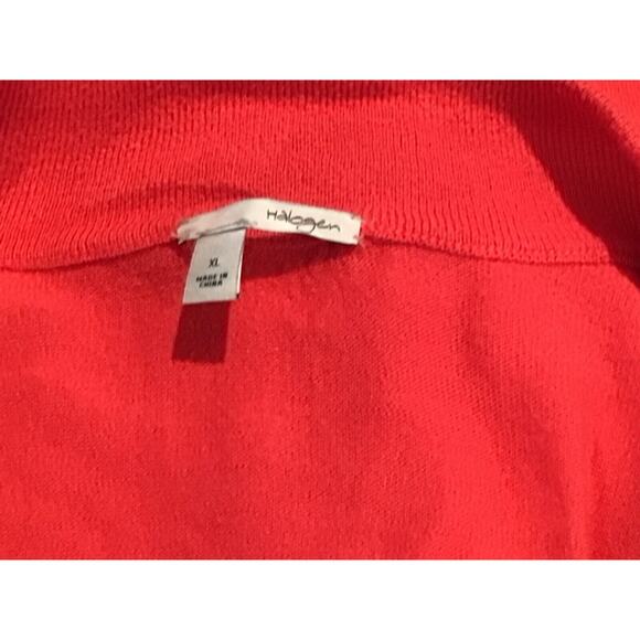 Halogen Women’s Red Knit V-Neck Pullover Long Sleeve Sweater Size XL - Picture 2 of 3